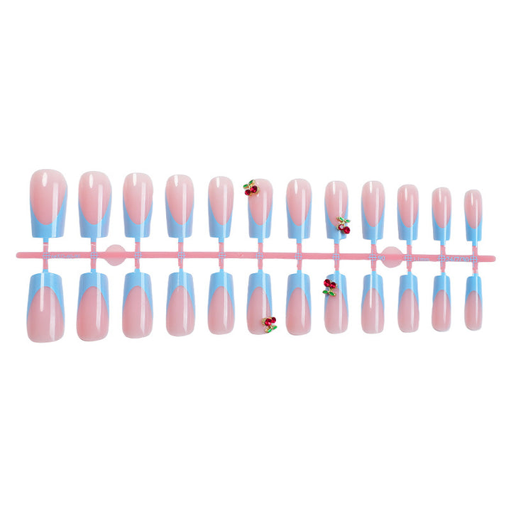 Decorative Press-On Nail Set with Floral Accents kalsten 1788495993