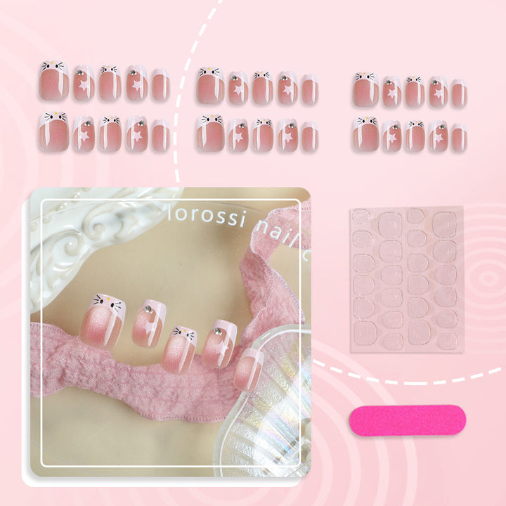 Artistic Cat-Themed Press-On Nail Set