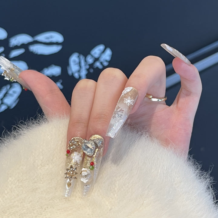 Festive Glamour Stiletto Press-On Nail Art Set Kalsten