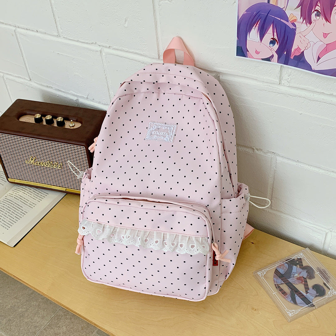 Playful Polka Dot Pattern School Backpack Kalsten