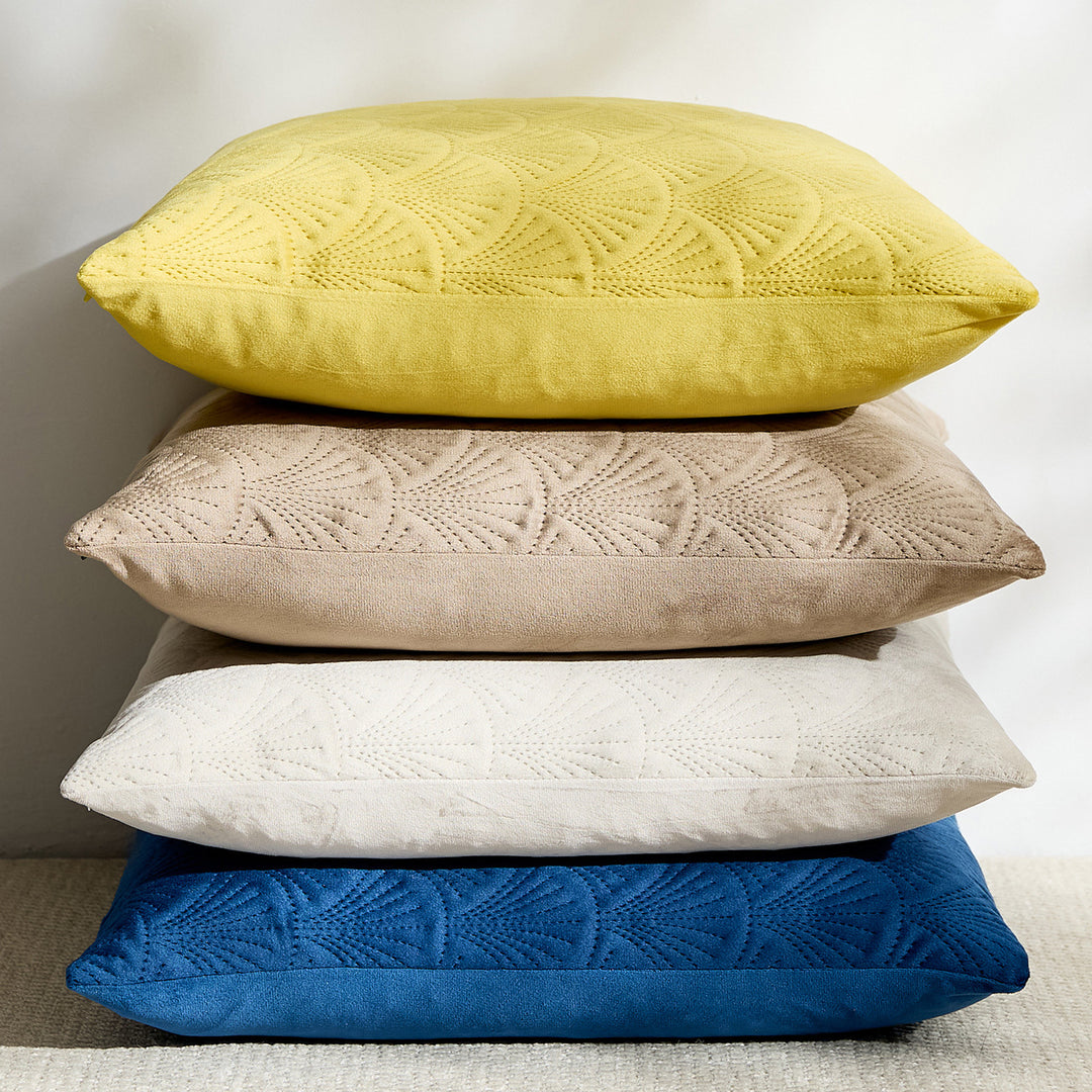Embroidered Scallop-Pattern Cotton Decorative Throw Pillow Cover