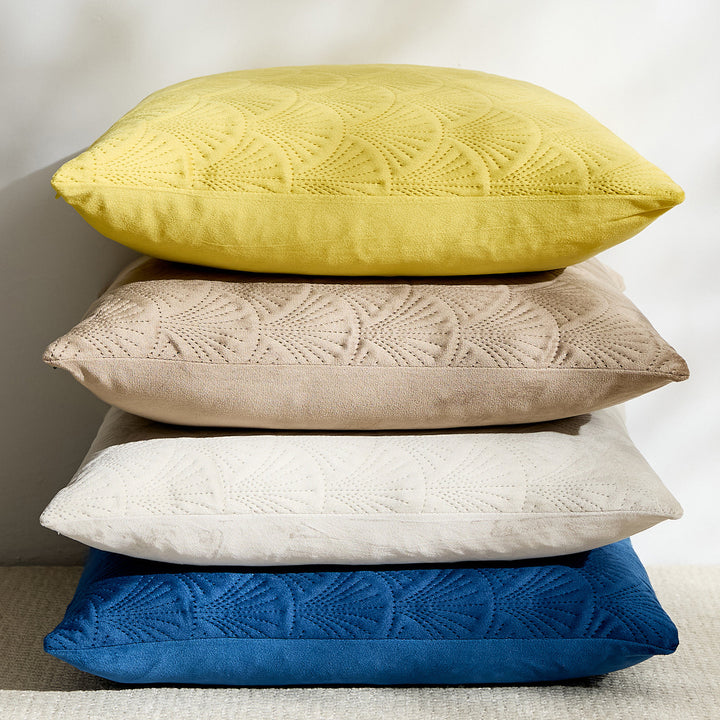 Embroidered Scallop-Pattern Cotton Decorative Throw Pillow Cover