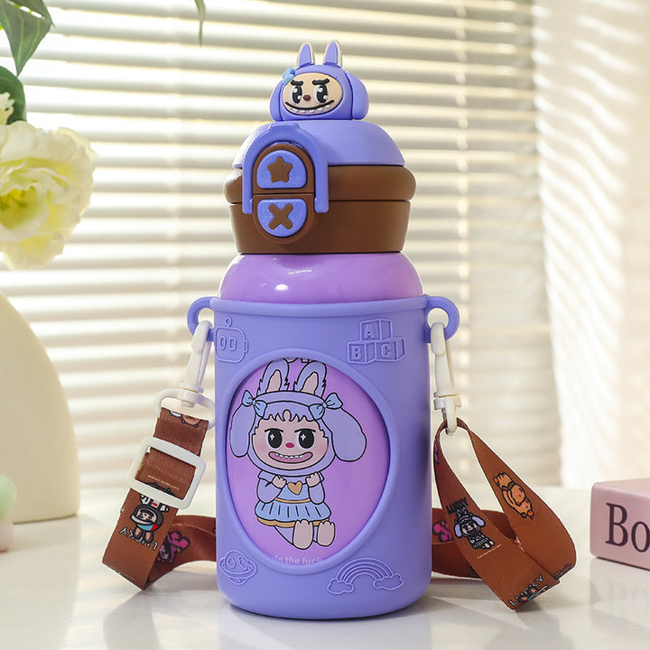 Women Insulated Drinking Bottle with Unique Animal Design and Practical Carry Strap Kalsten