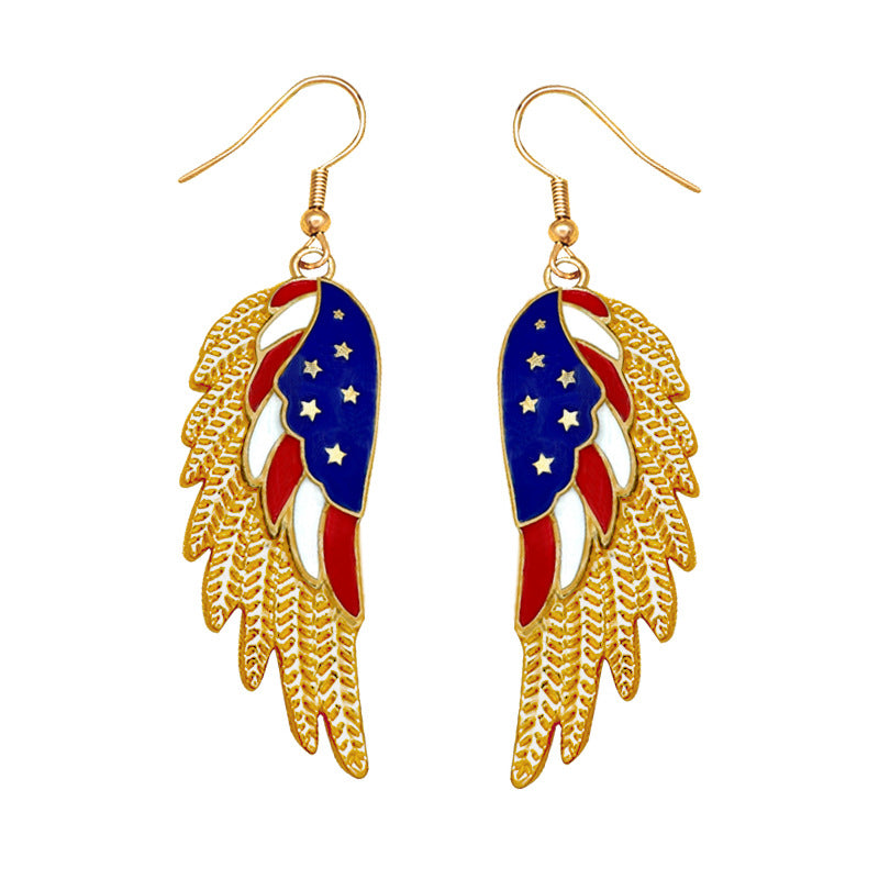 Women's stud earrings wing design enamel with star motif and fine alloy Kalsten