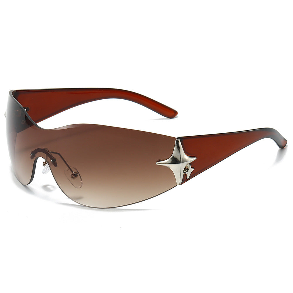 Futuristic Shield Sunglasses with Metallic Accents Kalsten