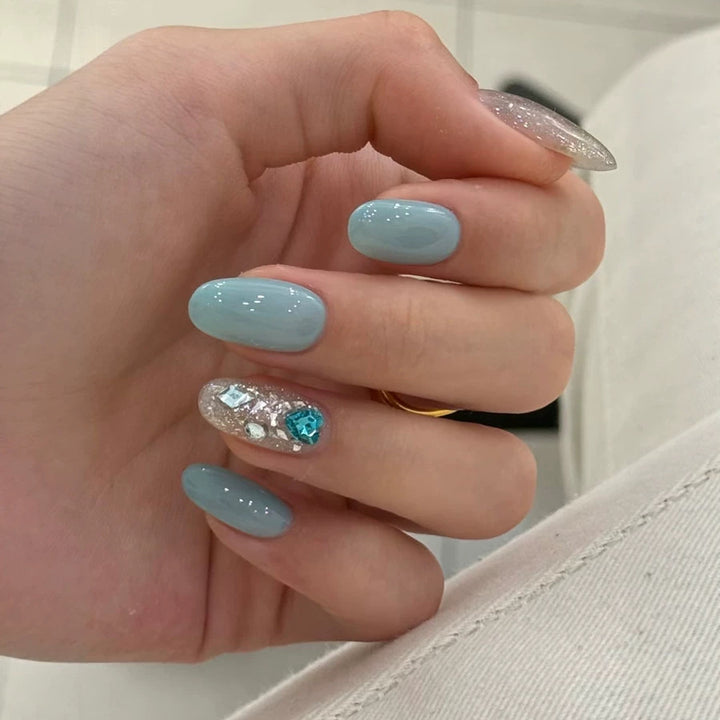 Premium Decorative Press-On Nail Set with Glitter and Gem Accents Kalsten