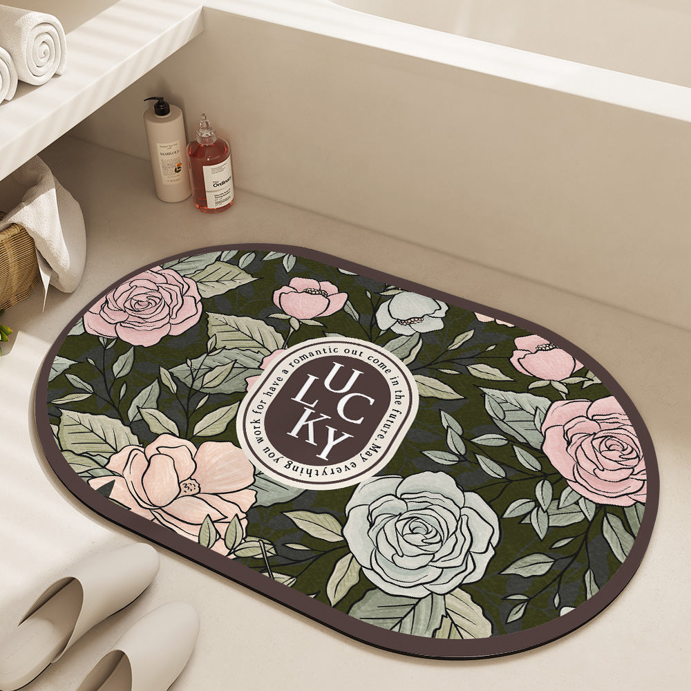 Floral Patterned Bath Mat Kalsten