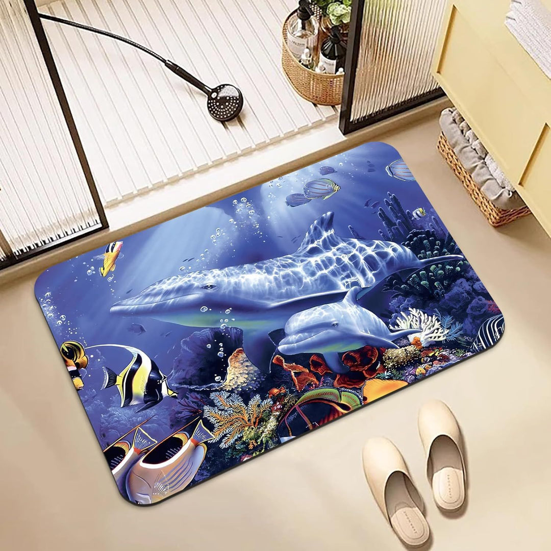 Dolphin-Themed Decorative Bath Mat