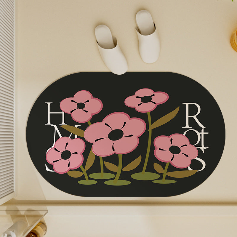 Oval Shaped Welcome Mat with Inspirational Quote
