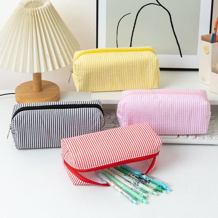 Striped Zippered Pencil Case Bag Kalsten