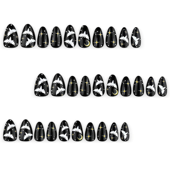 Artificial nails in creative Halloween bat design Kalsten