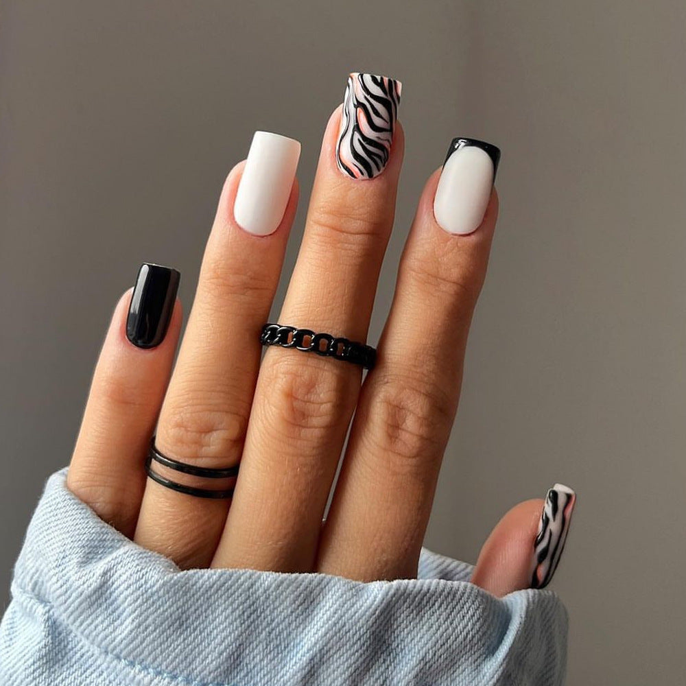 Stylish Zebra Print Acrylic Nail Art Kalsten