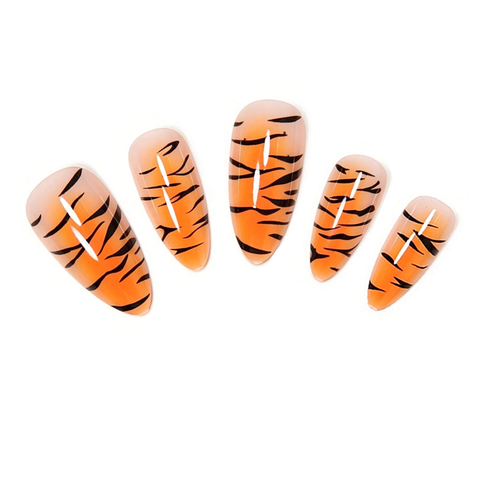 Stylish Tiger Print Stiletto Press-On Nails Kalsten