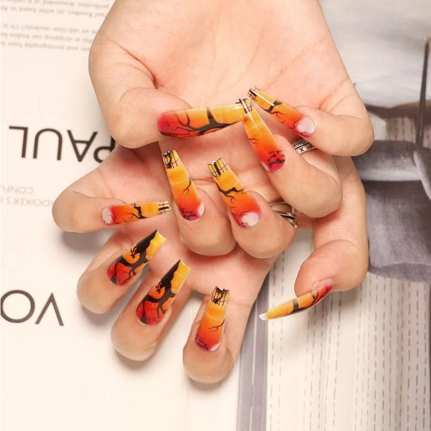 Artistic Press-On Nail Design with Dripping Effect Kalsten