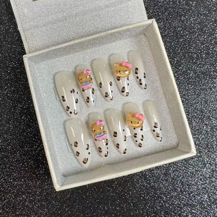 Stylish Press-On Nail Set with Artistic Leopard Design Kalsten