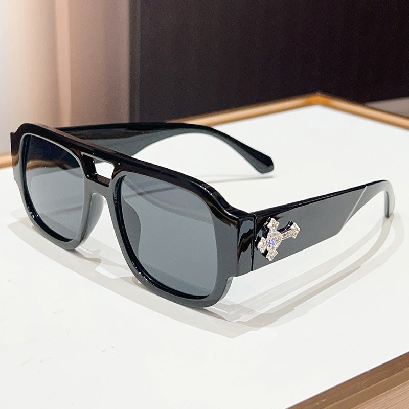 Statement Geometric Shield Sunglasses with Decorative Accent Kalsten