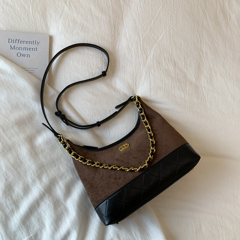 Quilted Suede Shoulder Bag Kalsten