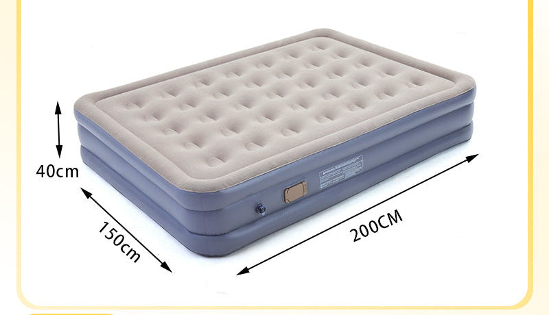 electric inflatable single air mattress with integrated auto pump, flocked tufted sleeping surface and raised edge support Kalsten