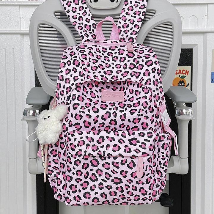 Playful Leopard Print School Backpack Kalsten