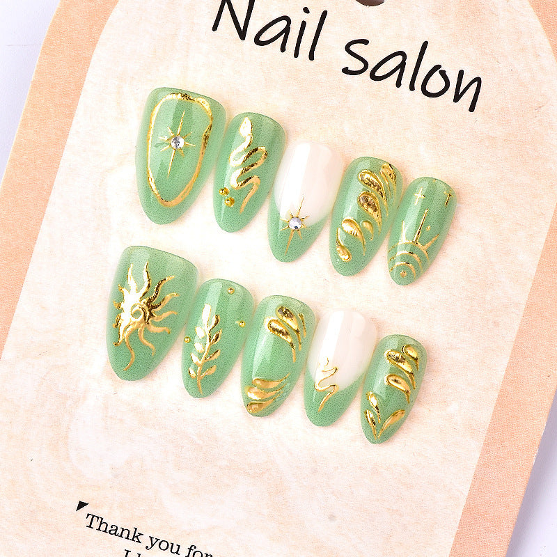 Artificial nails with elegant gold design Kalsten