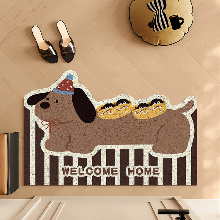 Playful Dog-Themed Welcome Mat