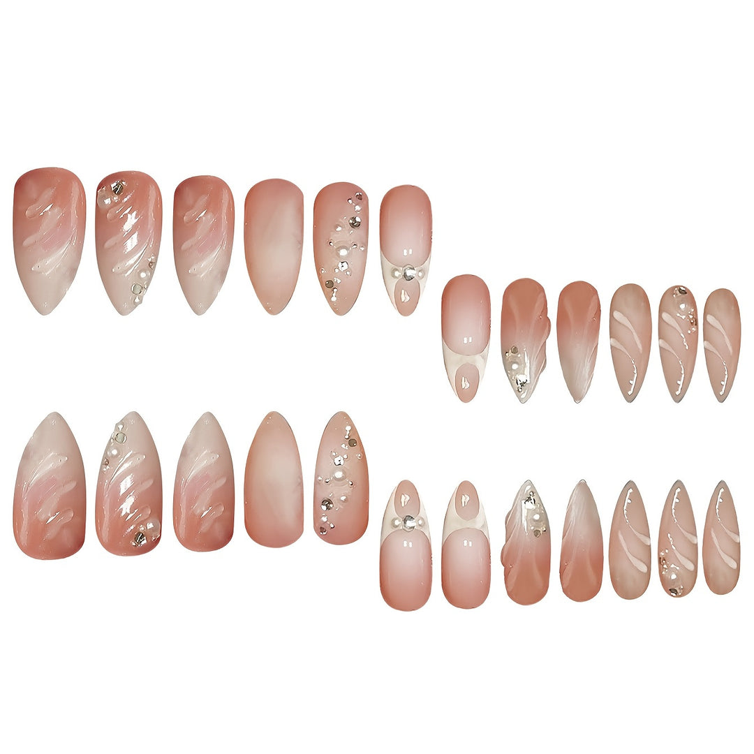 Premium Rhinestone-Embellished Stiletto Press-On Nails Kalsten