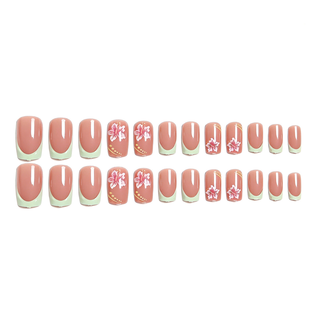 Artificial nails with floral design and glitter details Kalsten