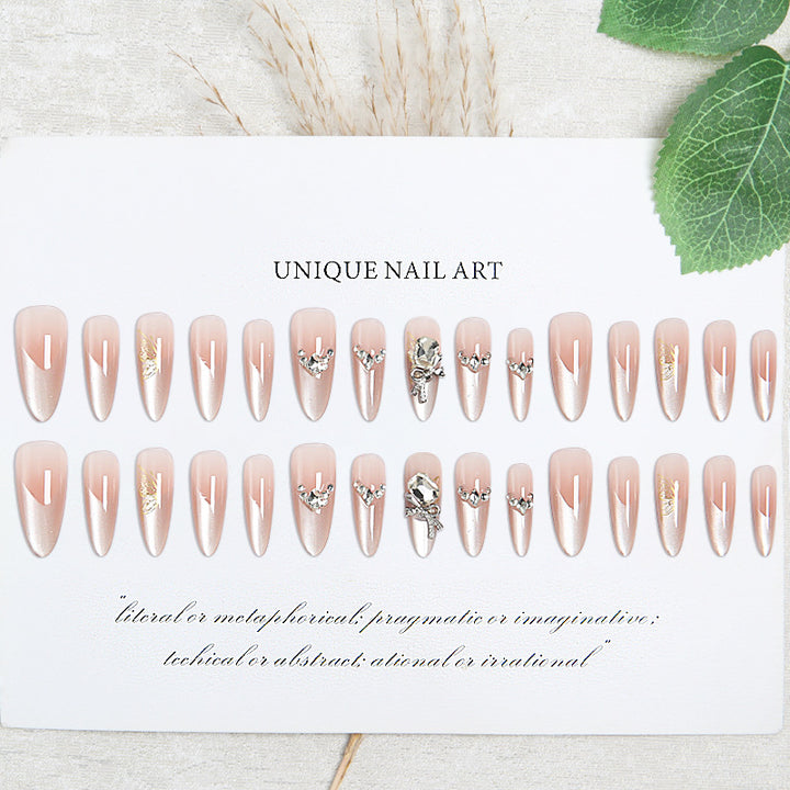 Artificial nail set with elegant crystal decorations and ombre effect Kalsten
