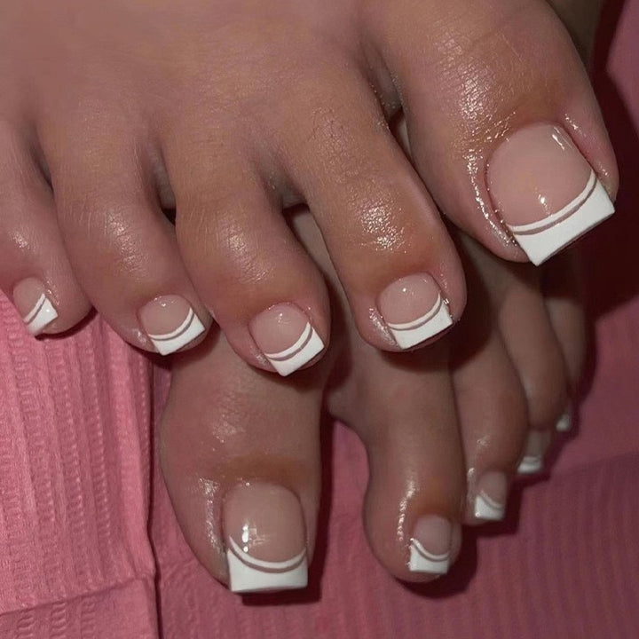 Stylish French Tip Pedicure Nail Art