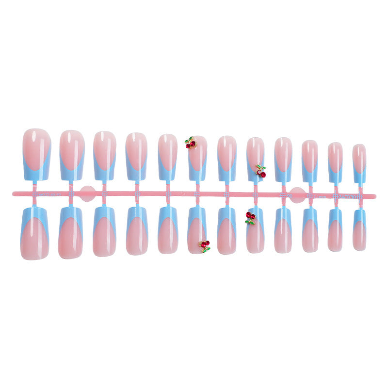 Decorative Press-On Nail Set with Floral Accents kalsten 1788495993
