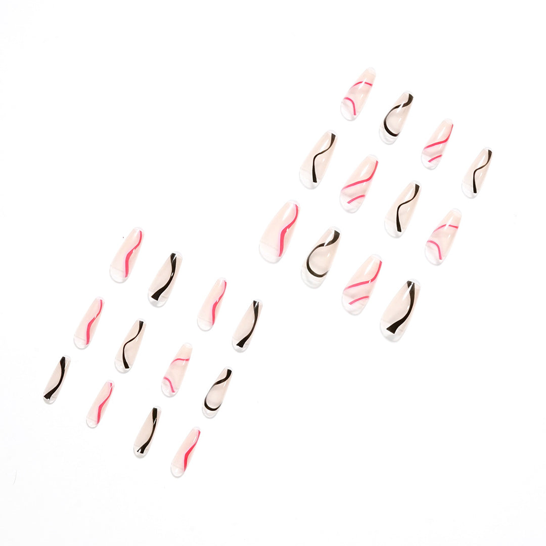 Trendy Artificial Nails with Wave Design Kalsten