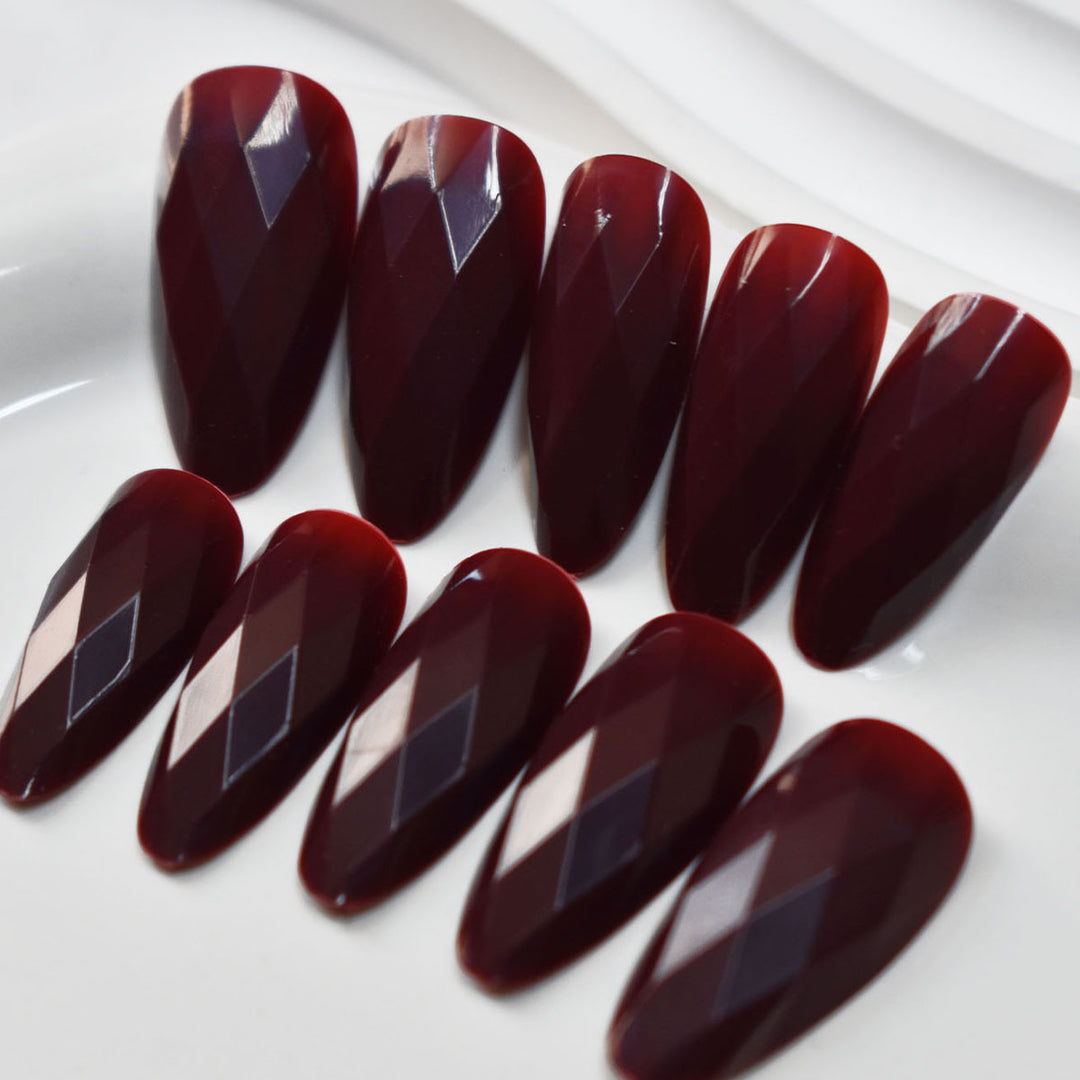 Premium Glossy Diamond-Shaped Press-On Nails Kalsten