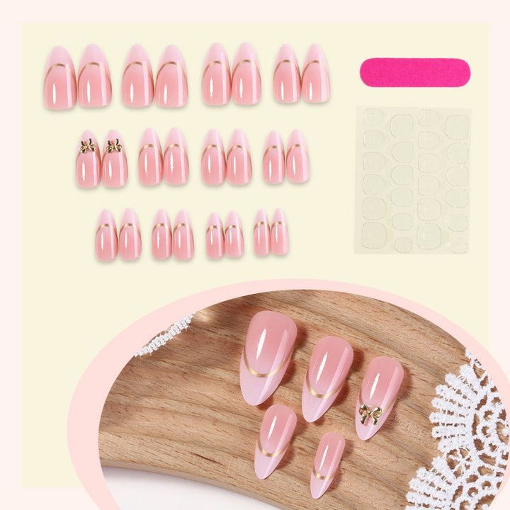 Artificial nail set with elegant gold edge and decorative accents Kalsten