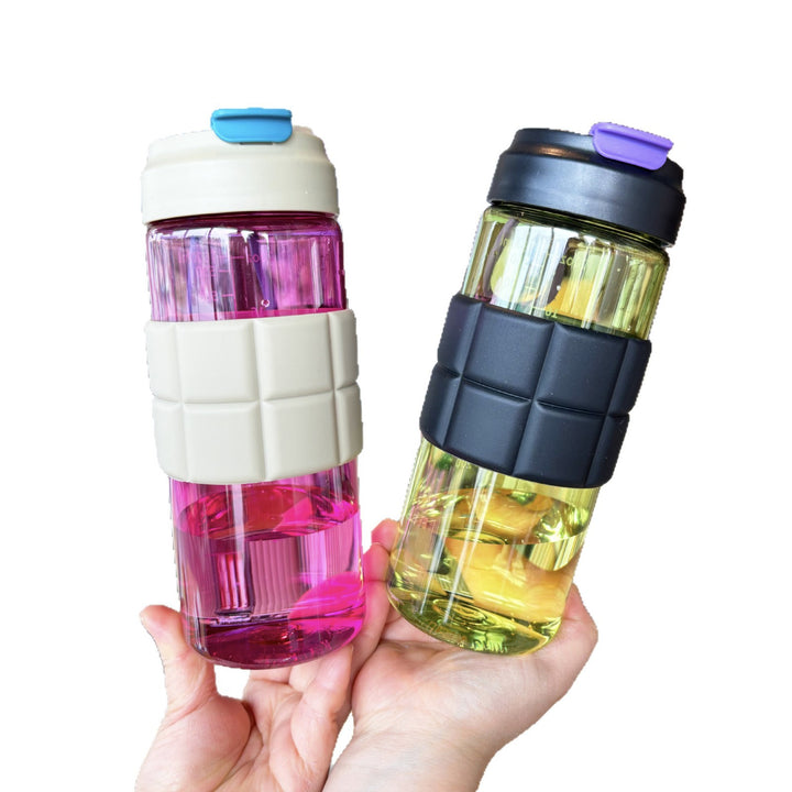 Women's transparent drinking bottle with non-slip silicone coating Kalsten