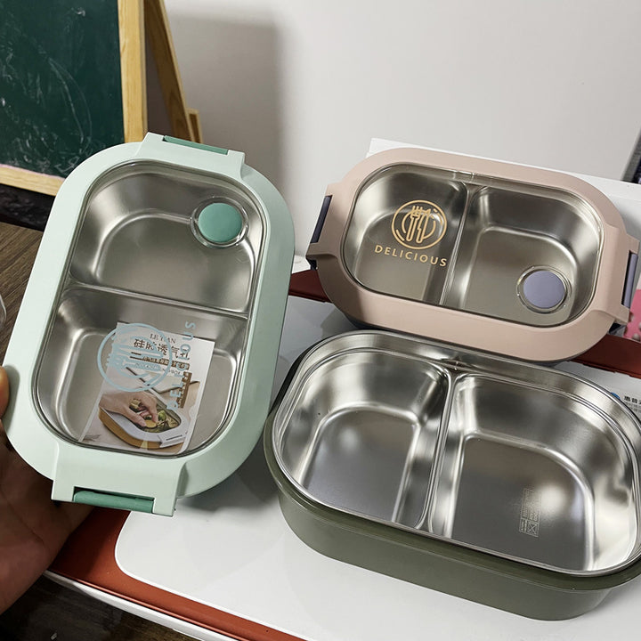 Multi-Compartment Leak-Proof Food Storage Container with Glass Lid