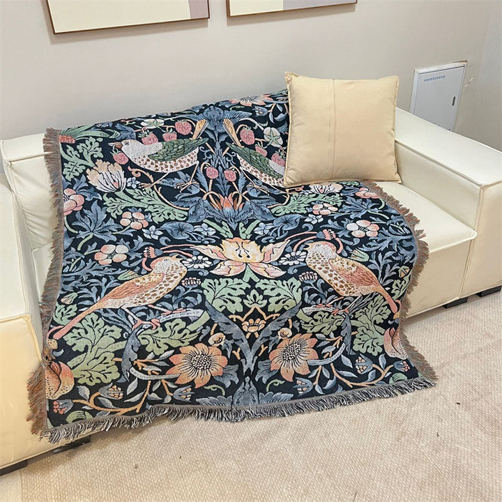 Ornate Floral Tapestry Throw Blanket