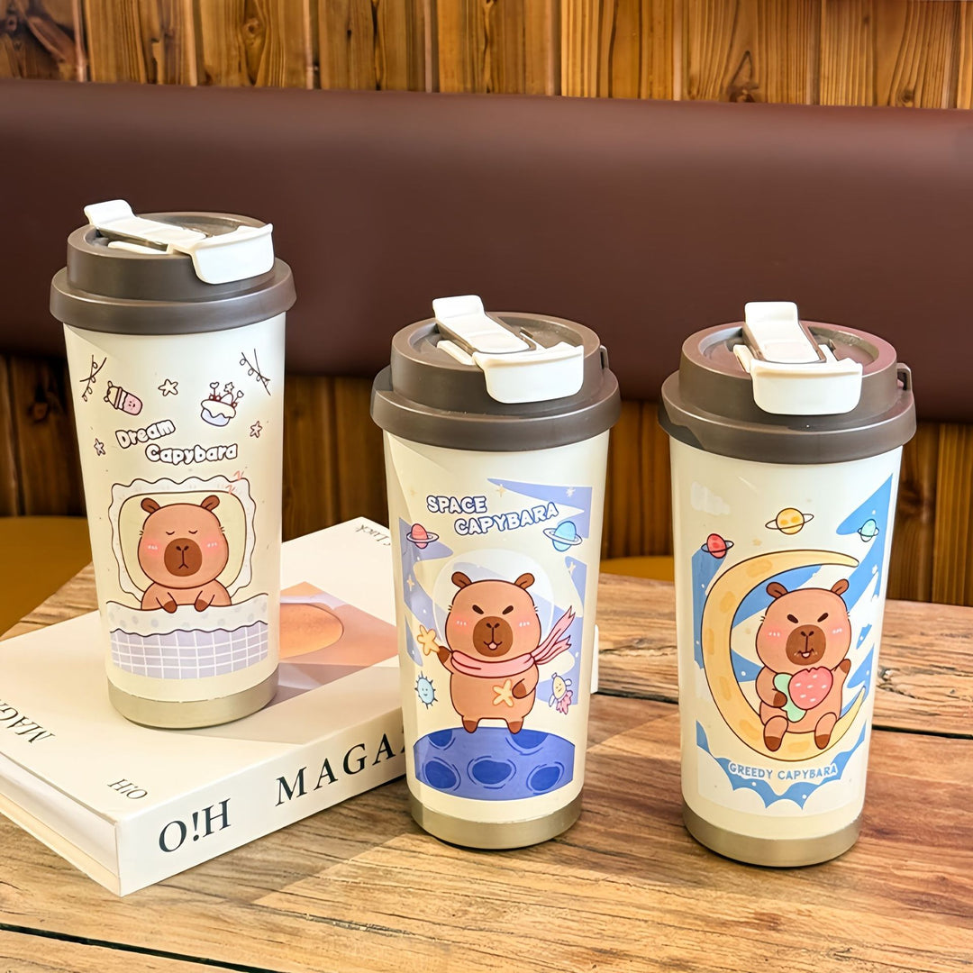 Leak-proof stainless steel water bottle with cute capybara design Kalsten