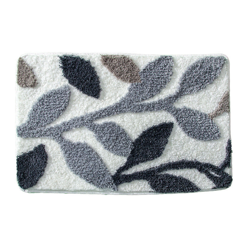 Plush Leaf Pattern Bath Mat Kalsten