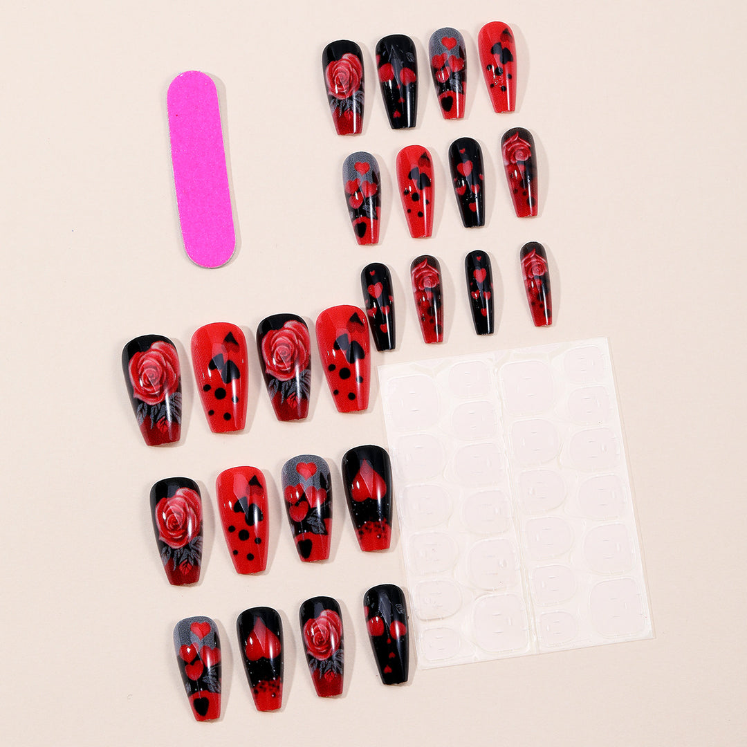 Elegant 3D Floral and Heart Acrylic Nail Art Extensions Kalsten