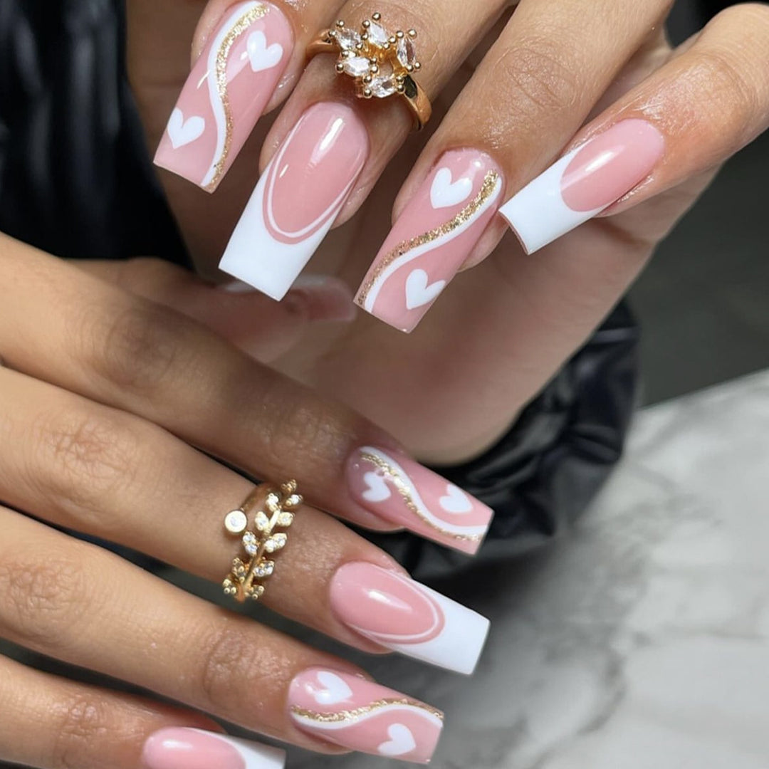 Decorative Heart-Accent Nail Art Extensions Kalsten