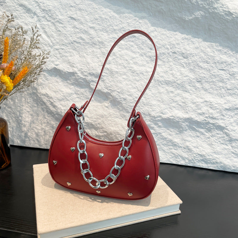 Chic Heart-Embellished Shoulder Bag Kalsten