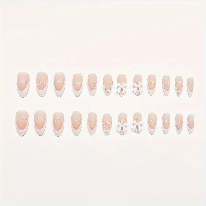 Elegant Bow-Embellished Press-On Nail Art Kalsten