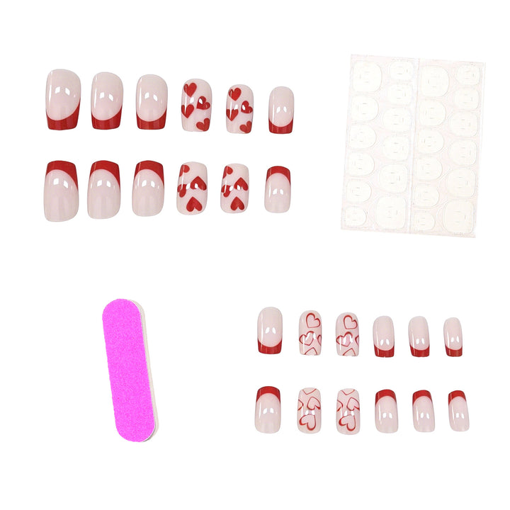 Artistic Heart-Design Acrylic Nail Enhancements Kalsten
