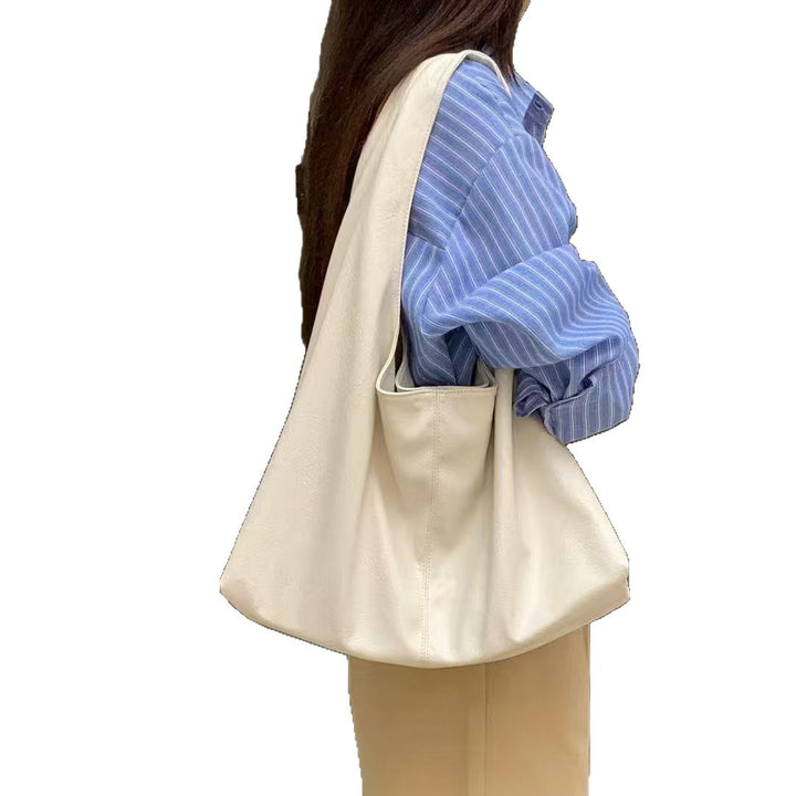 Sleek Leather Slouchy Shoulder Bag