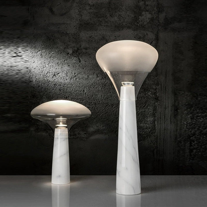 Contemporary Marble Table Lamp with Elegant Glass Shade