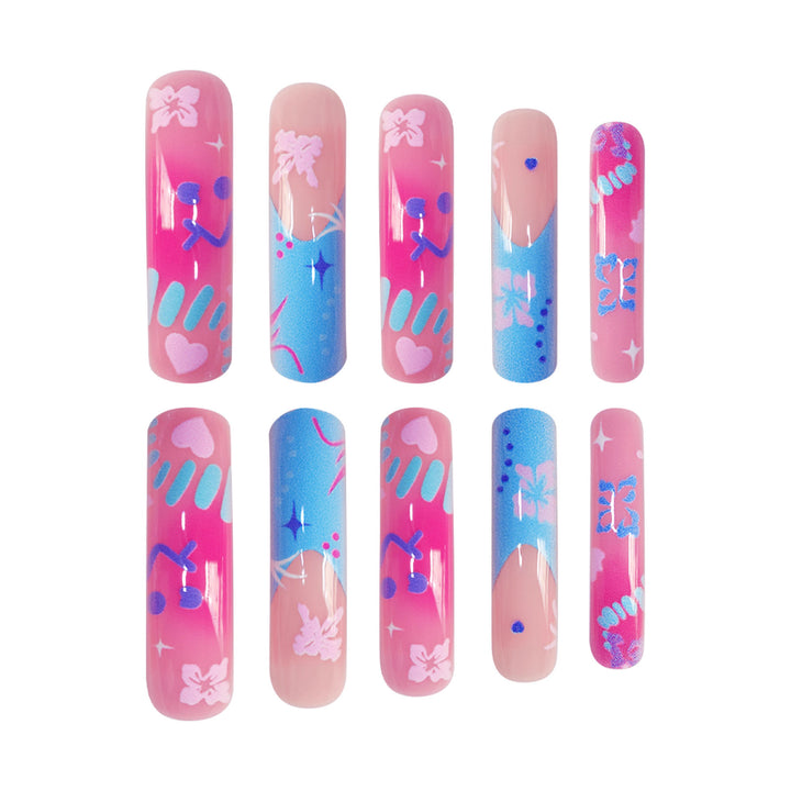 Artistic Press-On Nail Extensions With Floral Designs Kalsten