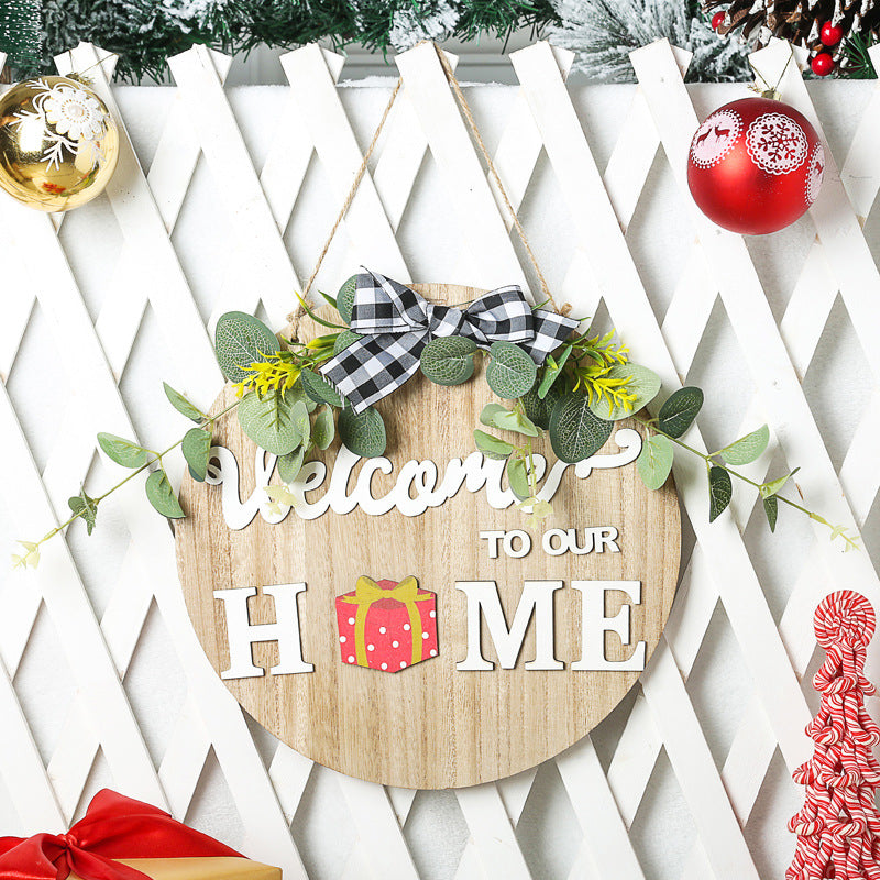 Decorative wooden sign with welcome message Kalsten