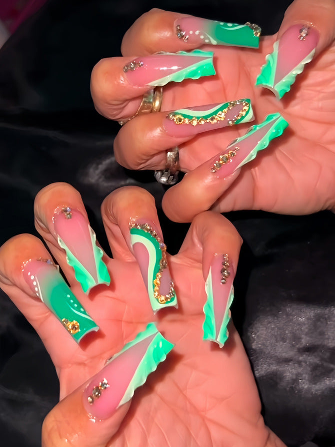 Decorative Long Press-On Nail Extensions Kalsten