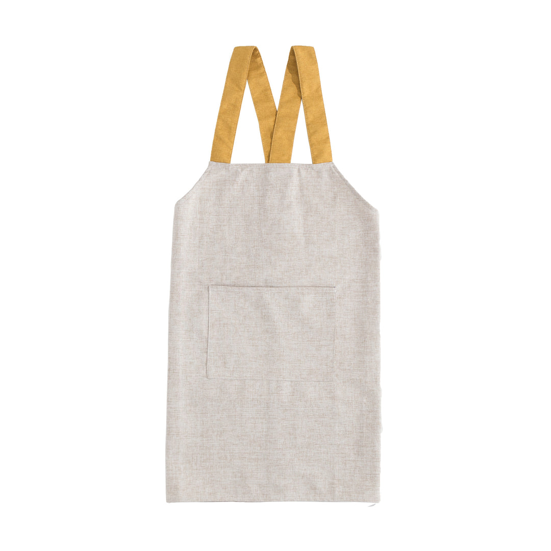 Adjustable canvas apron with wide contrast straps and applied front pocket Kalsten