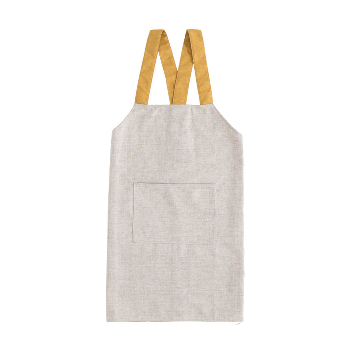 Adjustable canvas apron with wide contrast straps and applied front pocket Kalsten